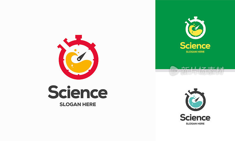 Science Time logo designs concept vector, Laboratory and Stopwatch logo symbol, icon, template